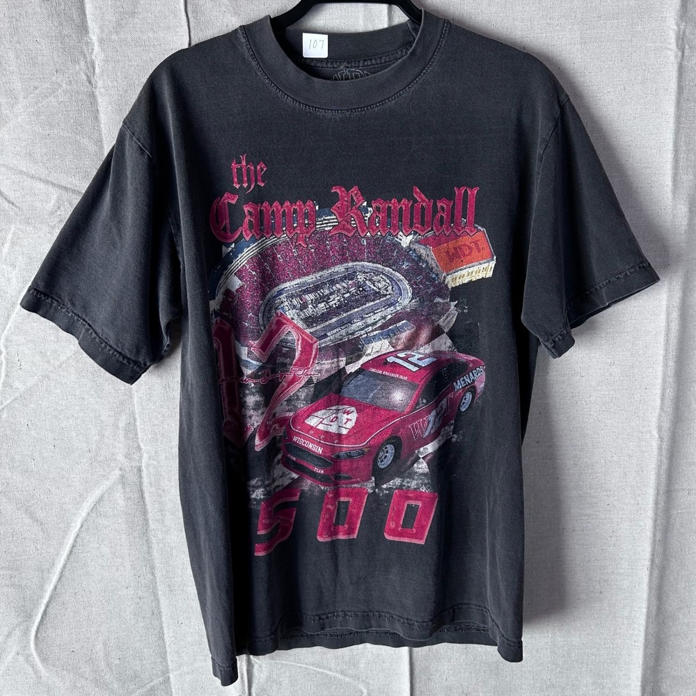 Wisconsin Design Team Camp Randall 500 Graphic Tee Mens Small Black USA Made